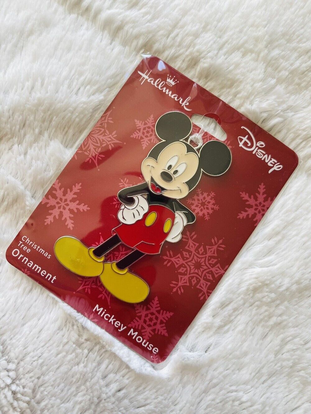 Disney Mickey Mouse Ornament Christmas Tree Holiday Flat Metal Hallmark Hanging